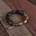 Fortune Jewel Vintage Peace Ebony Wood Copper Beads Bracelet