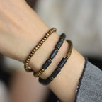 Fortune Jewel Vintage Lava Rock Copper Beads Multi-layered Wrap Bracelet