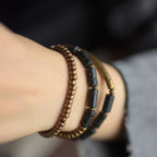 Fortune Jewel Vintage Lava Rock Copper Beads Multi-layered Wrap Bracelet