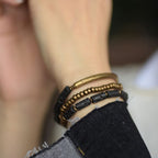 Fortune Jewel Vintage Lava Rock Copper Beads Multi-layered Wrap Bracelet