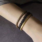 Fortune Jewel Vintage Lava Rock Copper Beads Multi-layered Wrap Bracelet