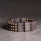 Fortune Jewel Vintage Peace Ebony Wood Copper Beads Balance Bracelet