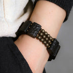 Fortune Jewel Vintage Peace Ebony Wood Copper Beads Balance Bracelet