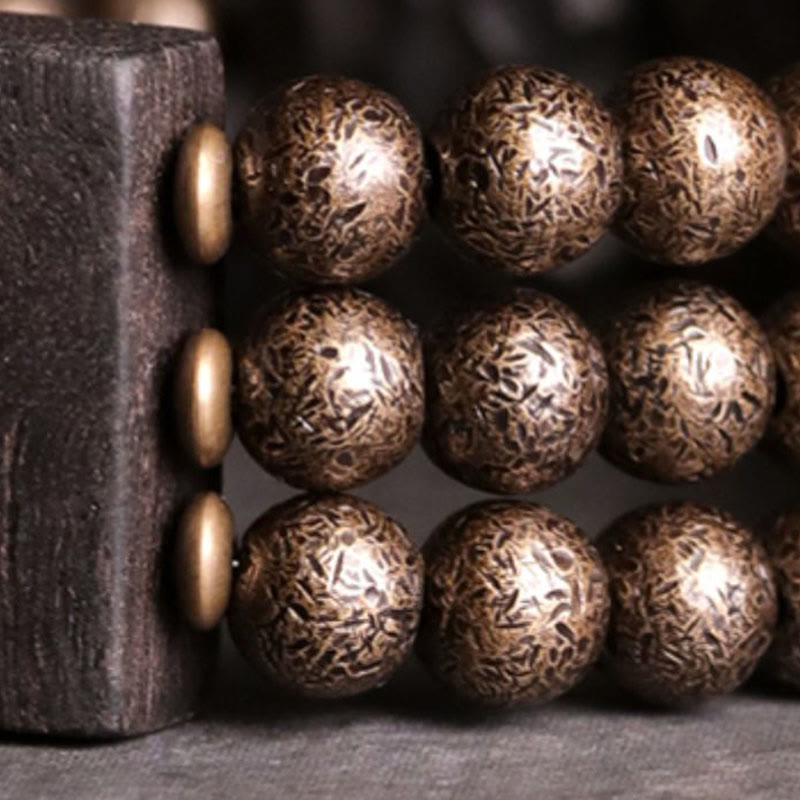 Fortune Jewel Vintage Peace Ebony Wood Copper Beads Balance Bracelet