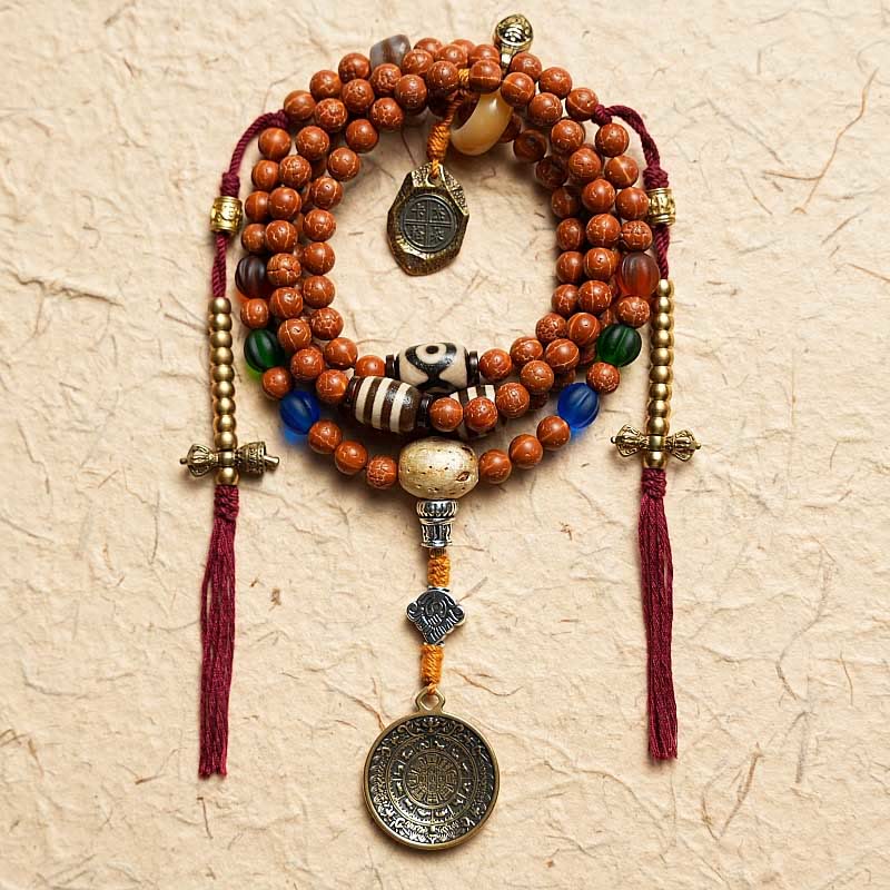Fortune Jewel Tibet Bodhi Seed 108 Mala Beads Wisdom Peace Bracelet Necklace