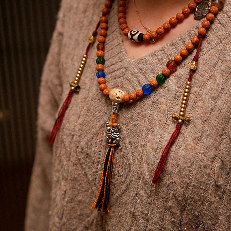Fortune Jewel Tibet Bodhi Seed 108 Mala Beads Wisdom Peace Bracelet Necklace