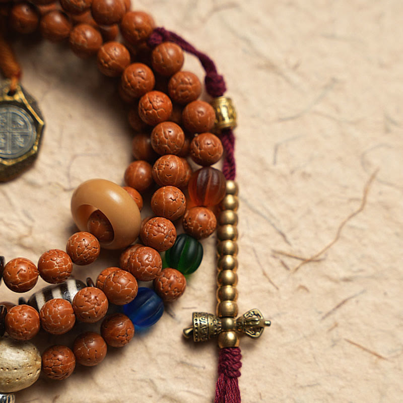 Fortune Jewel Tibet Bodhi Seed 108 Mala Beads Wisdom Peace Bracelet Necklace