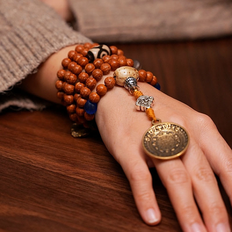 Fortune Jewel Tibet Bodhi Seed 108 Mala Beads Wisdom Peace Bracelet Necklace