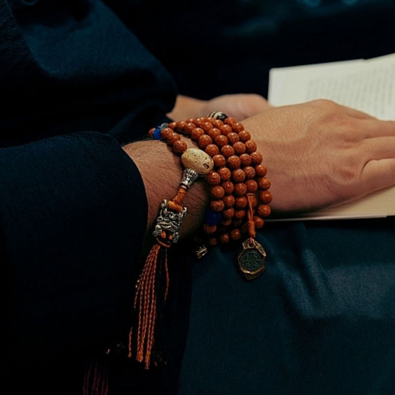 Fortune Jewel Tibet Bodhi Seed 108 Mala Beads Wisdom Peace Bracelet Necklace