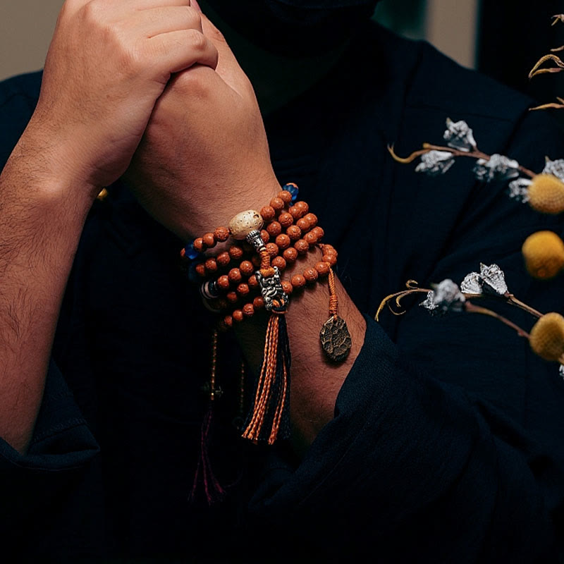 Fortune Jewel Tibet Bodhi Seed 108 Mala Beads Wisdom Peace Bracelet Necklace