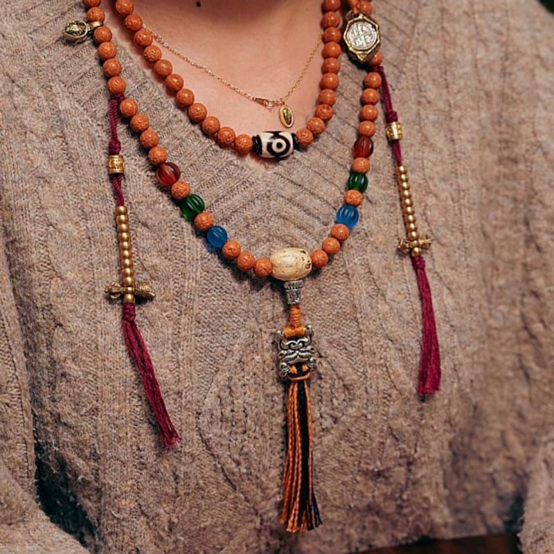 Fortune Jewel Tibet Bodhi Seed 108 Mala Beads Wisdom Peace Bracelet Necklace