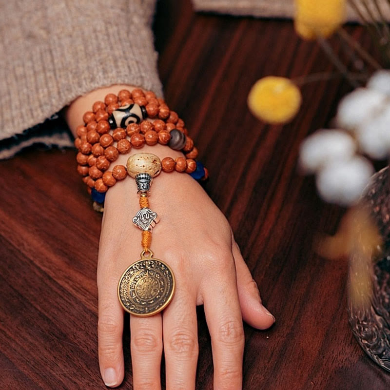 Fortune Jewel Tibet Bodhi Seed 108 Mala Beads Wisdom Peace Bracelet Necklace