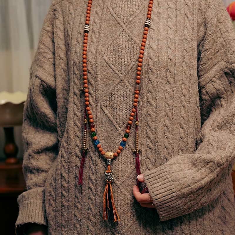 Fortune Jewel Tibet Bodhi Seed 108 Mala Beads Wisdom Peace Bracelet Necklace