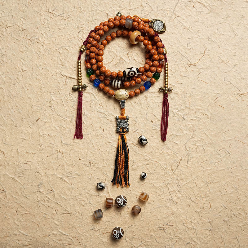 Fortune Jewel Tibet Bodhi Seed 108 Mala Beads Wisdom Peace Bracelet Necklace