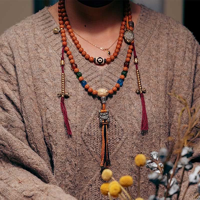 Fortune Jewel Tibet Bodhi Seed 108 Mala Beads Wisdom Peace Bracelet Necklace