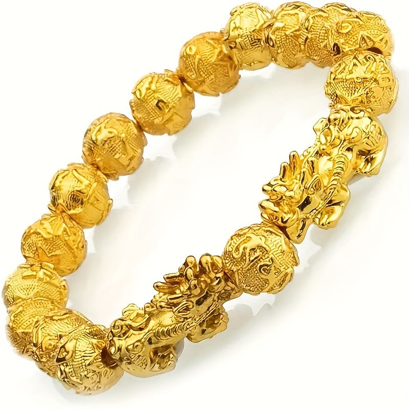 10mm Feng Shui Pixiu Wealth Bracelet Deluxe Gold Lucky Bracelet