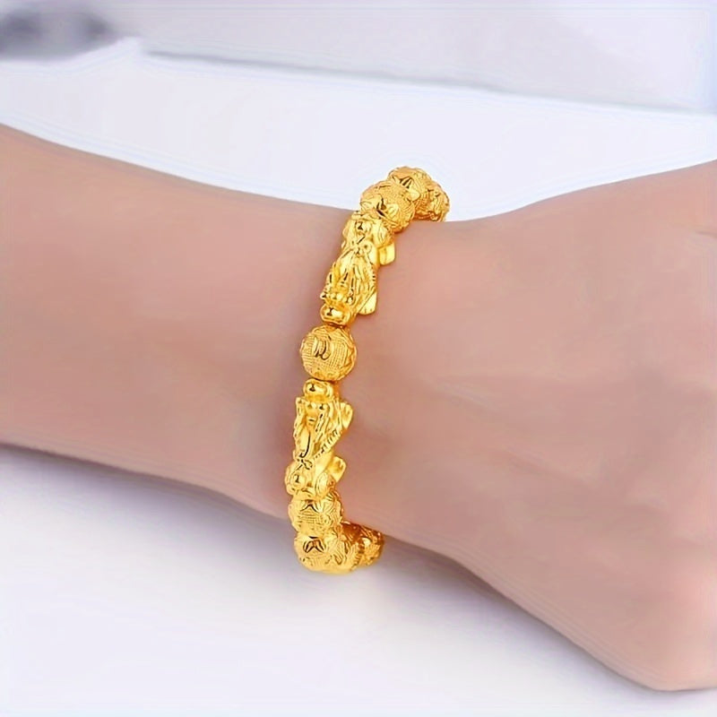 10mm Feng Shui Pixiu Wealth Bracelet Deluxe Gold Lucky Bracelet