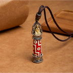 Fortune Jewel Tibetan Medicine Buddha Nine-Eye Dzi Bead Protection Necklace Pendant