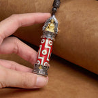 Fortune Jewel Tibetan Medicine Buddha Nine-Eye Dzi Bead Protection Necklace Pendant