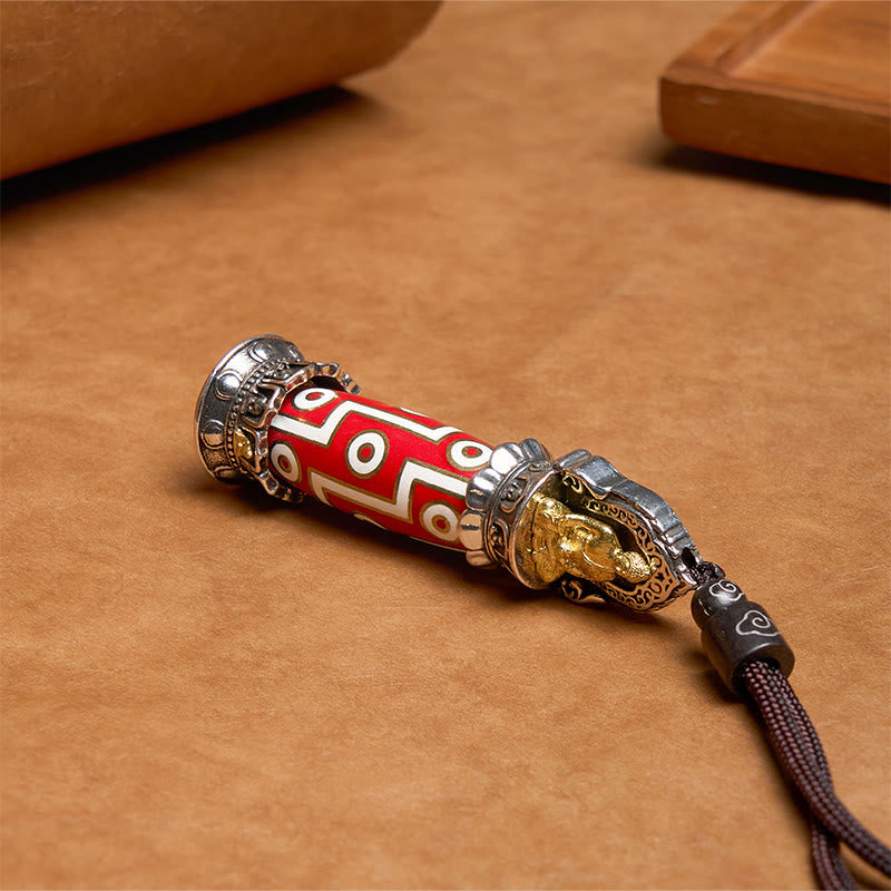 Fortune Jewel Tibetan Medicine Buddha Nine-Eye Dzi Bead Protection Necklace Pendant