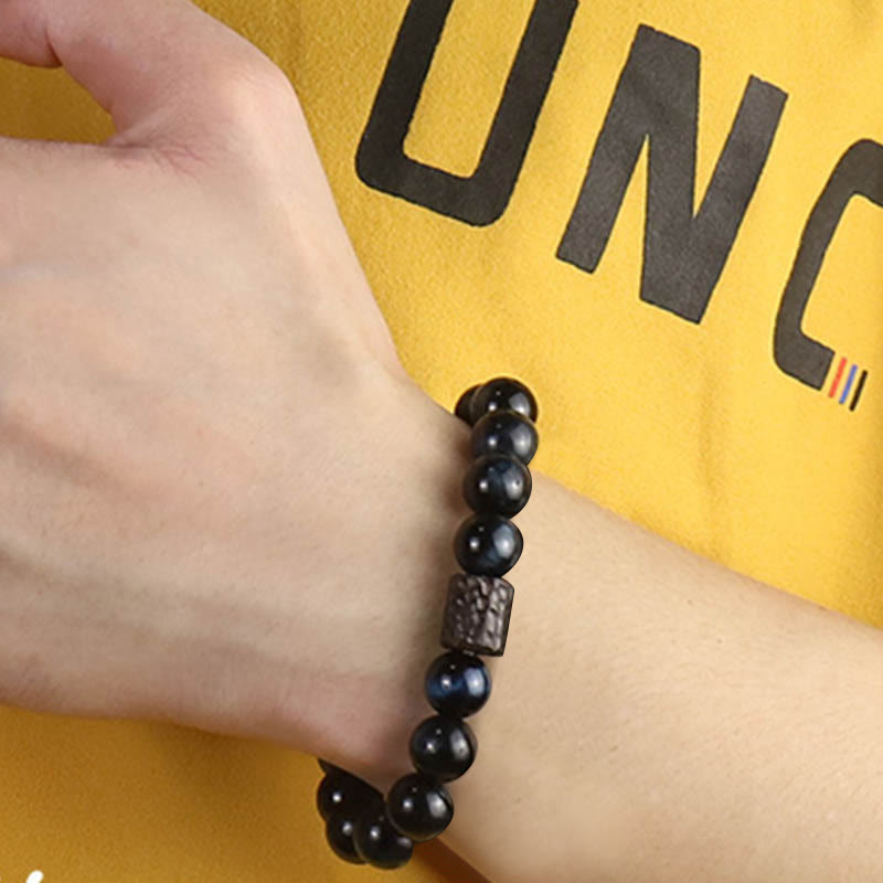 Fortune Jewel Tiger Eye Ebony Wood Beads Calm Bracelet