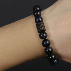Fortune Jewel Tiger Eye Ebony Wood Beads Calm Bracelet