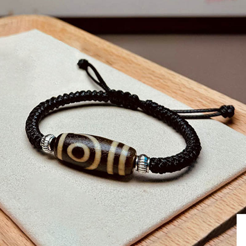 Fortune Jewel Tibetan Nine-Eye Dzi Bead Three-eyed Dzi Bead Wealth Protection Rope Bracelet