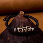 Fortune Jewel Tibetan Nine-Eye Dzi Bead Three-eyed Dzi Bead Wealth Protection Rope Bracelet