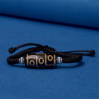 Fortune Jewel Tibetan Nine-Eye Dzi Bead Three-eyed Dzi Bead Wealth Protection Rope Bracelet