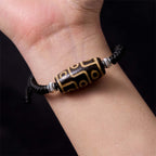 Fortune Jewel Tibetan Nine-Eye Dzi Bead Three-eyed Dzi Bead Wealth Protection Rope Bracelet