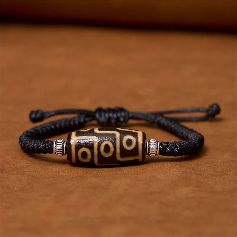 Fortune Jewel Tibetan Nine-Eye Dzi Bead Three-eyed Dzi Bead Wealth Protection Rope Bracelet
