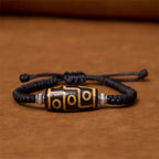 Fortune Jewel Tibetan Nine-Eye Dzi Bead Three-eyed Dzi Bead Wealth Protection Rope Bracelet