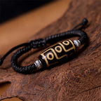 Fortune Jewel Tibetan Nine-Eye Dzi Bead Three-eyed Dzi Bead Wealth Protection Rope Bracelet