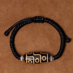 Fortune Jewel Tibetan Nine-Eye Dzi Bead Three-eyed Dzi Bead Wealth Protection Rope Bracelet