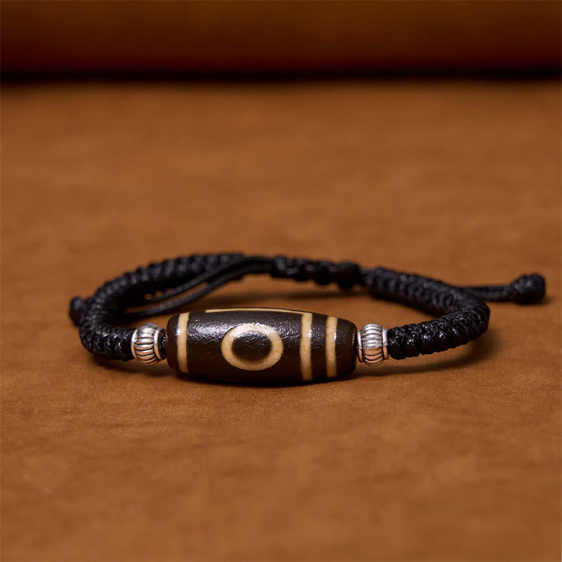Fortune Jewel Tibetan Nine-Eye Dzi Bead Three-eyed Dzi Bead Wealth Protection Rope Bracelet