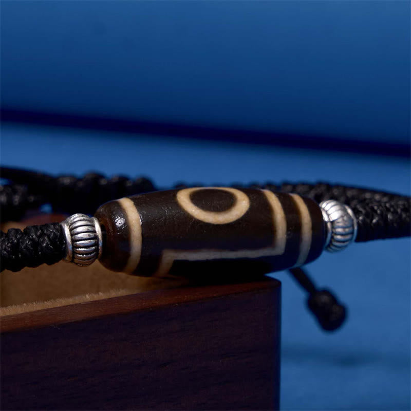 Fortune Jewel Tibetan Nine-Eye Dzi Bead Three-eyed Dzi Bead Wealth Protection Rope Bracelet