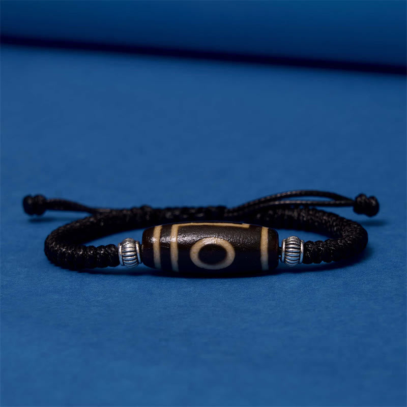 Fortune Jewel Tibetan Nine-Eye Dzi Bead Three-eyed Dzi Bead Wealth Protection Rope Bracelet