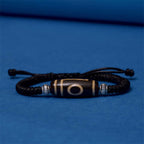 Fortune Jewel Tibetan Nine-Eye Dzi Bead Three-eyed Dzi Bead Wealth Protection Rope Bracelet