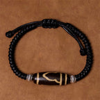 Fortune Jewel Tibetan Nine-Eye Dzi Bead Three-eyed Dzi Bead Wealth Protection Rope Bracelet