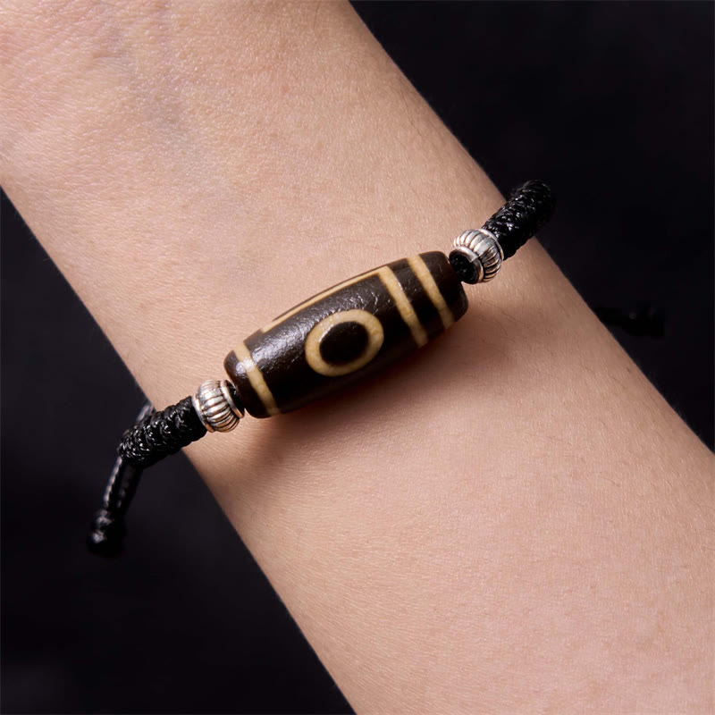 Fortune Jewel Tibetan Nine-Eye Dzi Bead Three-eyed Dzi Bead Wealth Protection Rope Bracelet