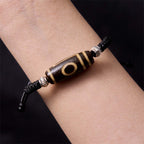 Fortune Jewel Tibetan Nine-Eye Dzi Bead Three-eyed Dzi Bead Wealth Protection Rope Bracelet