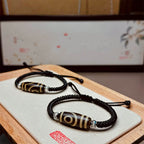Fortune Jewel Tibetan Nine-Eye Dzi Bead Three-eyed Dzi Bead Wealth Protection Rope Bracelet