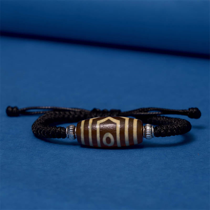 Fortune Jewel Tibetan Nine-Eye Dzi Bead Three-eyed Dzi Bead Wealth Protection Rope Bracelet