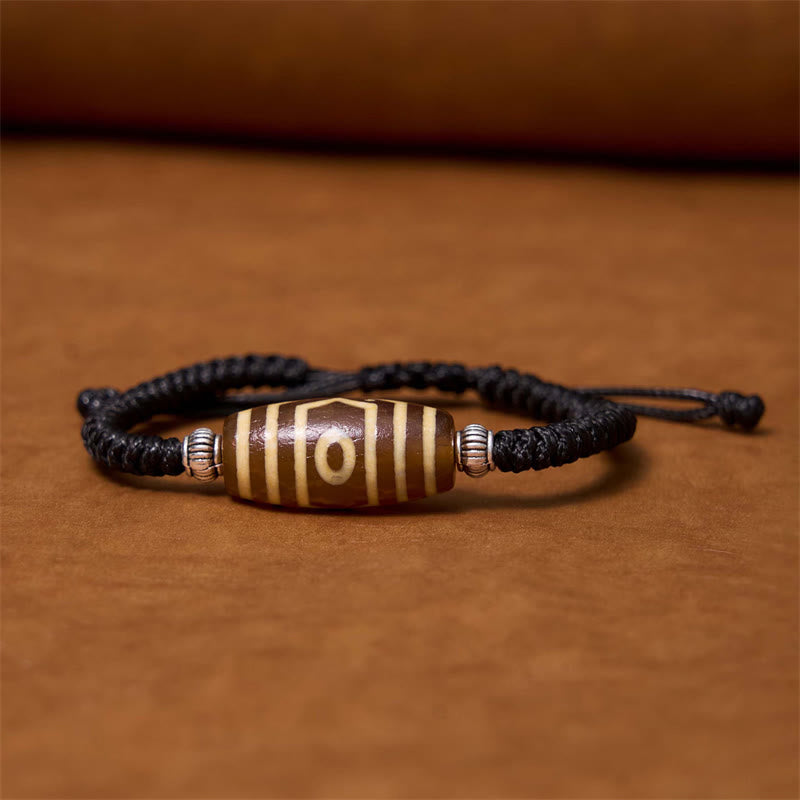 Fortune Jewel Tibetan Nine-Eye Dzi Bead Three-eyed Dzi Bead Wealth Protection Rope Bracelet
