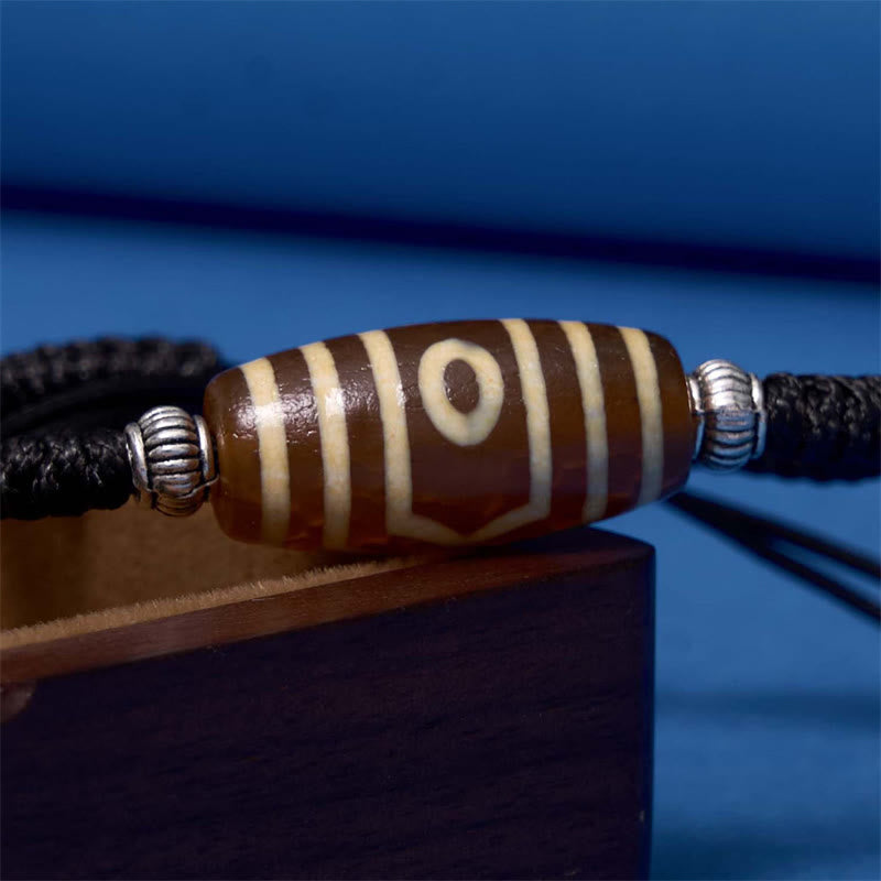 Fortune Jewel Tibetan Nine-Eye Dzi Bead Three-eyed Dzi Bead Wealth Protection Rope Bracelet
