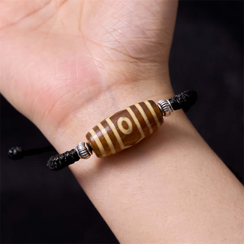 Fortune Jewel Tibetan Nine-Eye Dzi Bead Three-eyed Dzi Bead Wealth Protection Rope Bracelet
