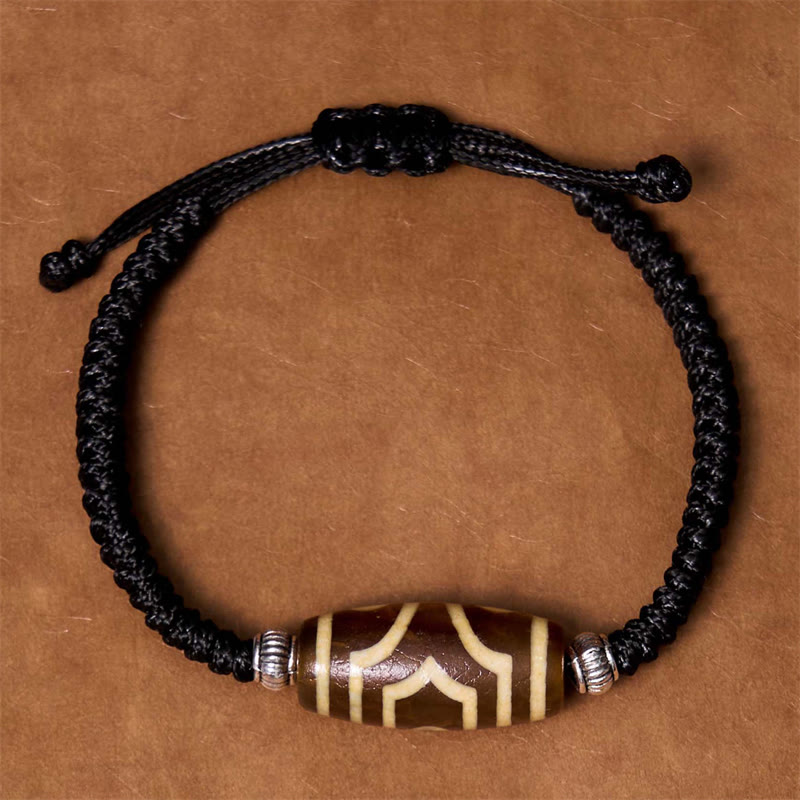 Fortune Jewel Tibetan Nine-Eye Dzi Bead Three-eyed Dzi Bead Wealth Protection Rope Bracelet