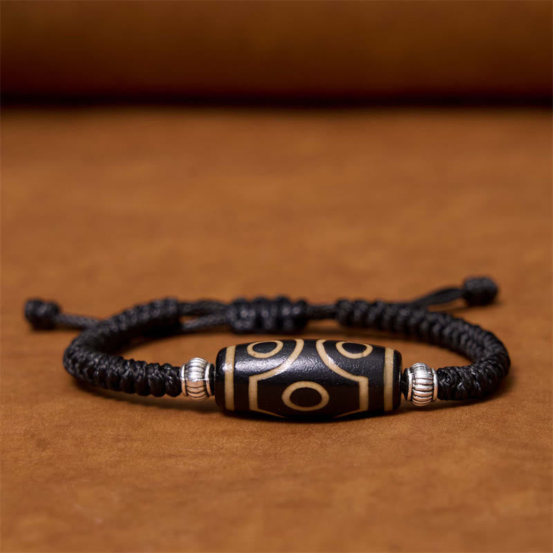 Fortune Jewel Tibetan Nine-Eye Dzi Bead Three-eyed Dzi Bead Wealth Protection Rope Bracelet