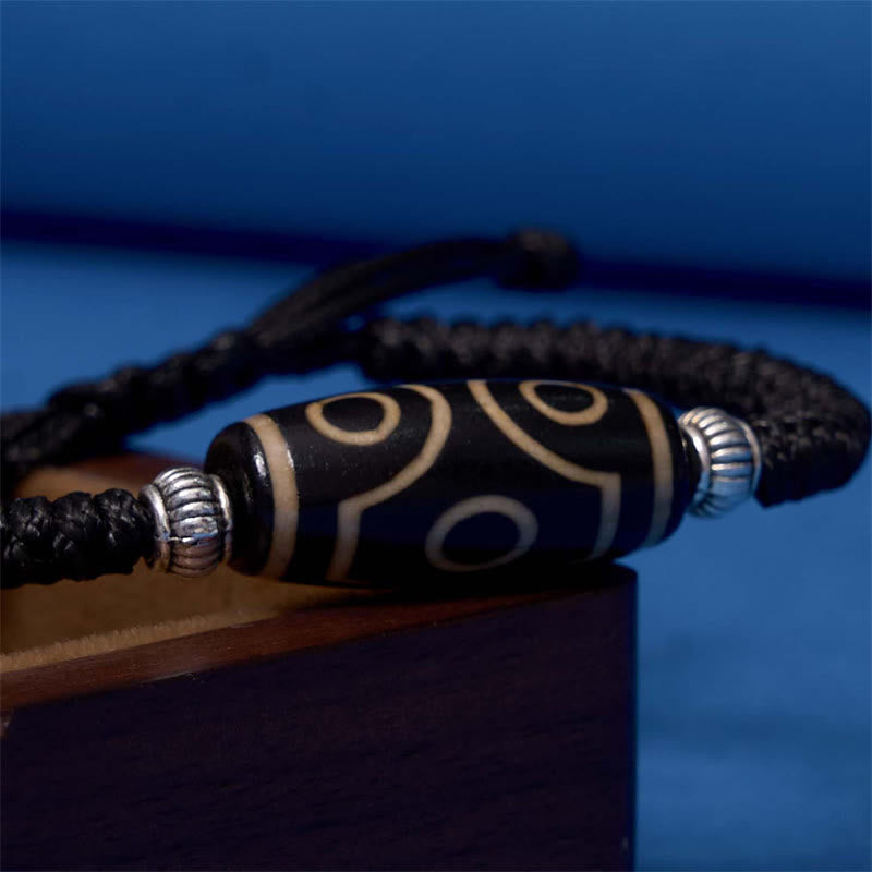 Fortune Jewel Tibetan Nine-Eye Dzi Bead Three-eyed Dzi Bead Wealth Protection Rope Bracelet