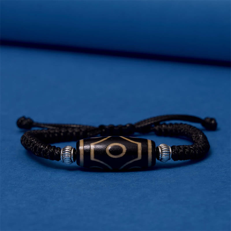 Fortune Jewel Tibetan Nine-Eye Dzi Bead Three-eyed Dzi Bead Wealth Protection Rope Bracelet